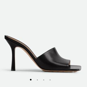 Black Leather Stretch Mules
